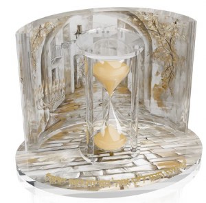 Picture of Glass Deluxe 30 Minute Sand Timer Golden Arch Design Gold 5.7"
